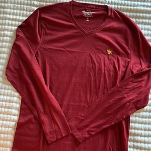 Abercrombie & Fitch Ling Sleeve Shirt size S color red